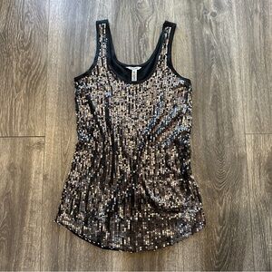 Sequin Black and Silver Women's Tank Top